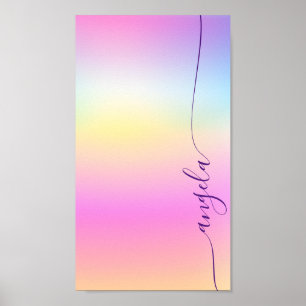 Poster Fond d'écran de téléphone avec nom à dégradé iride