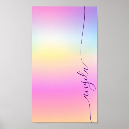 Poster Fond d'écran de téléphone avec nom à dégradé iride (Devant)
