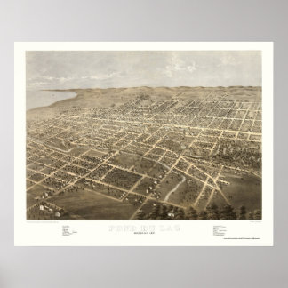 Poster Fond Du Lac, WI Carte Panoramique - 1867