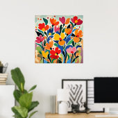 Poster Fond floral abstrait, vibrant, (Bureau à domicile)