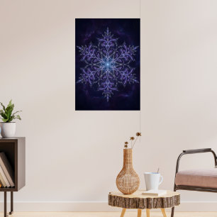 Poster Fond Géométrique Flocon de Neige Mandala Abstrait