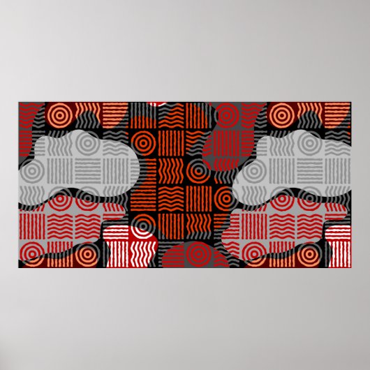 Poster Fond géométrique tribal marron en patchwork bloc (Devant)