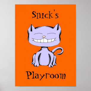 Poster Fond personnalisé et texte Jouet assorti au chat d