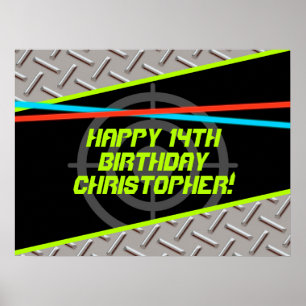 Poster Fond personnalisé pour fête d'anniversaire de garç