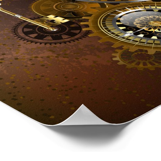 Poster Fond rouillé Steampunk avec verres turquoise (Coin)