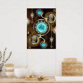 Poster Fond rouillé Steampunk avec verres turquoise (Cuisine)