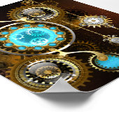 Poster Fond rouillé Steampunk avec verres turquoise (Coin)