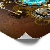 Poster Fond rouillé Steampunk avec verres turquoise (Coin)