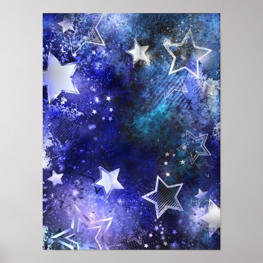 Poster Fond spatial avec étoiles (Devant)