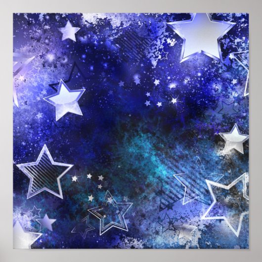 Poster Fond spatial avec étoiles (Devant)