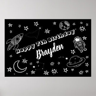 Poster Fond spatial Fête hors du monde enseigne