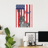 Poster Fondre la statue du drapeau américain de la libert (Bureau à domicile)