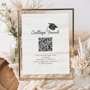 Poster Fonds de bourse universitaire rustique Code QR de