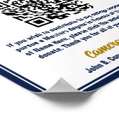 Poster Fonds de la Marine Blue Graduate College Code QR (Coin)