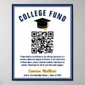 Poster Fonds de la Marine Blue Graduate College Code QR (Devant)