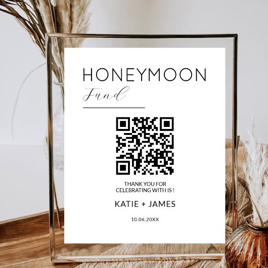 Poster Fonds de lune de miel Code QR Registre Mariage de