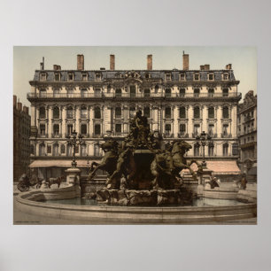Poster Fontaine de Bartholdi, Lyon, France