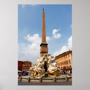 Poster Fontaine des quatre fleuves, Rome Italie