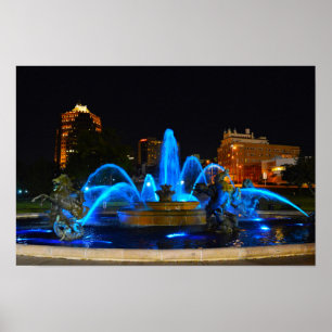 Poster Fontaine J. C. Nichols en Blue, Kansas City