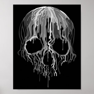 Poster Fonte crâne noir blanc Art graphique Halloween