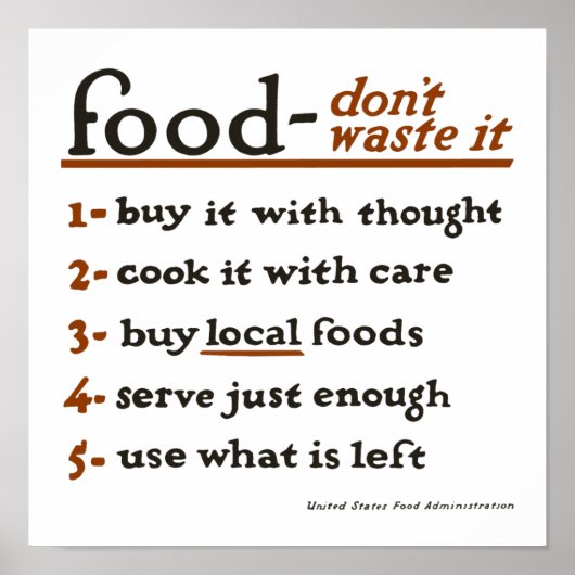 Poster "Food—Don't Waste It" (Devant)