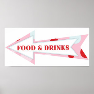 Poster Food Drink Arrow Sign Carnival Circus Birthday LFT