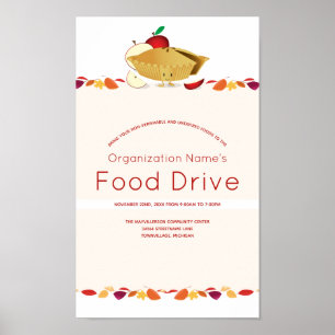 Poster Food Drive Organization Name Leaves Pie Cartoon