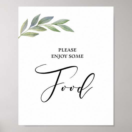 Poster Food Table Sign Olive Leaf Greenery Wedding (Devant)