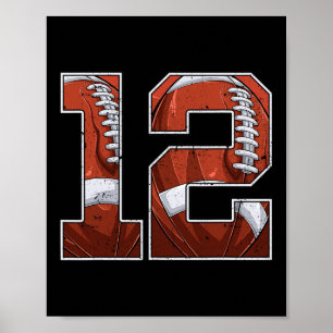 Poster Football 12e anniversaire garçon Douze 12 ans Bda