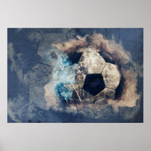 Poster Football Abstrait Blue Grunge