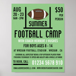 Poster Football américain et football de but Camp de la p