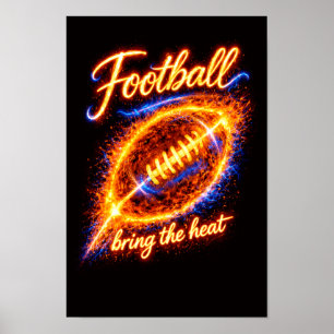 Poster Football Apporte la Chaleur Design Sportif Balle F