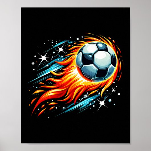 Poster Football avec astéroïde en feu Ll  (Devant)