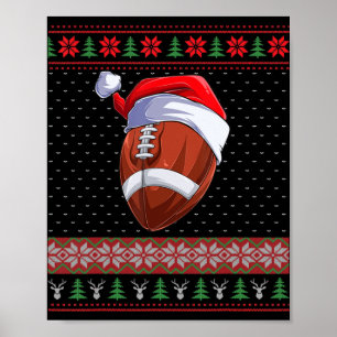 Poster Football Ball Santa Hat Christmas Fun Ball Père No