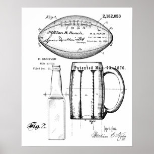 Poster Football & Beer Mug, Bouteille, Plan directeur des