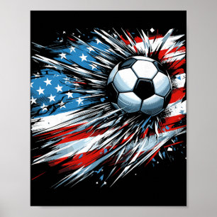 Poster Football Byll 4 juillet garçons drapeau américain