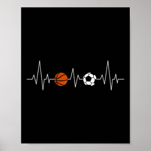 Poster Football Bysketbyll Battement de coeur Sport drôle