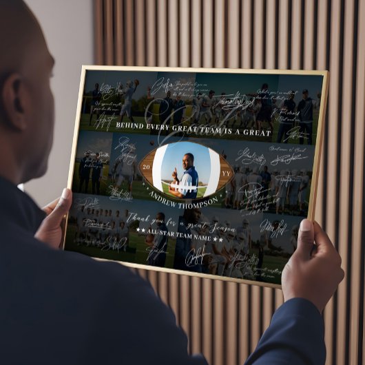 Poster Football Coach Appreciation Collage Team Signature