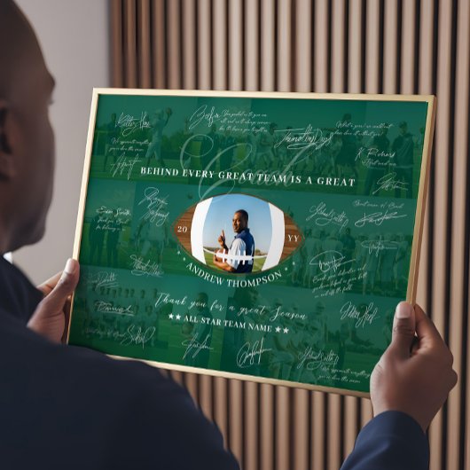 Poster Football Coach Appreciation Collage Team Signature