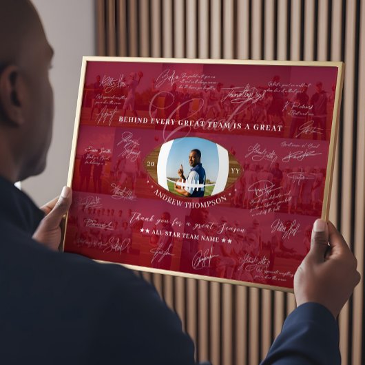 Poster Football Coach Appreciation Collage Team Signature