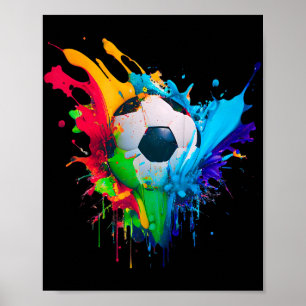 Poster Football coloré Ll Splash Amour Football Goal Art