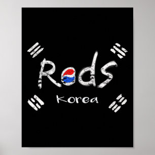 Poster Football Coréen Rouge Avec Drapeau Coréen