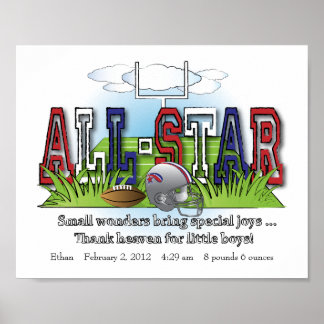 Poster Football customisé All-Star Boys Room Wall Art