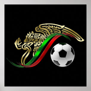 Poster Football du football du monde de drapeau mexicain