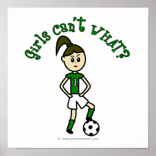Poster Football féminin léger en uniforme vert