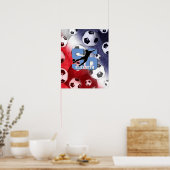 Poster football féminin rouge blanc et bleu (Cuisine)