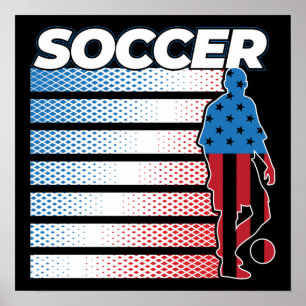 Poster Football Masculin Rouge Blanc Bleu