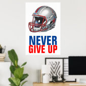 Poster Football Motivational Never Give Up  (Bureau à domicile)