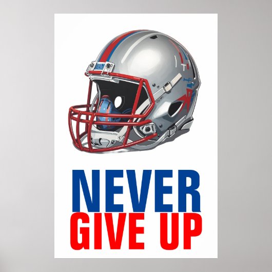 Poster Football Motivational Never Give Up  (Devant)