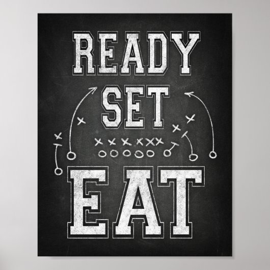 Poster Football Party PRÊT SET EAT Sign Chalk Imprimer (Devant)